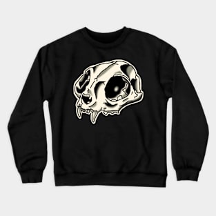 skull cat traditional tattoo Crewneck Sweatshirt